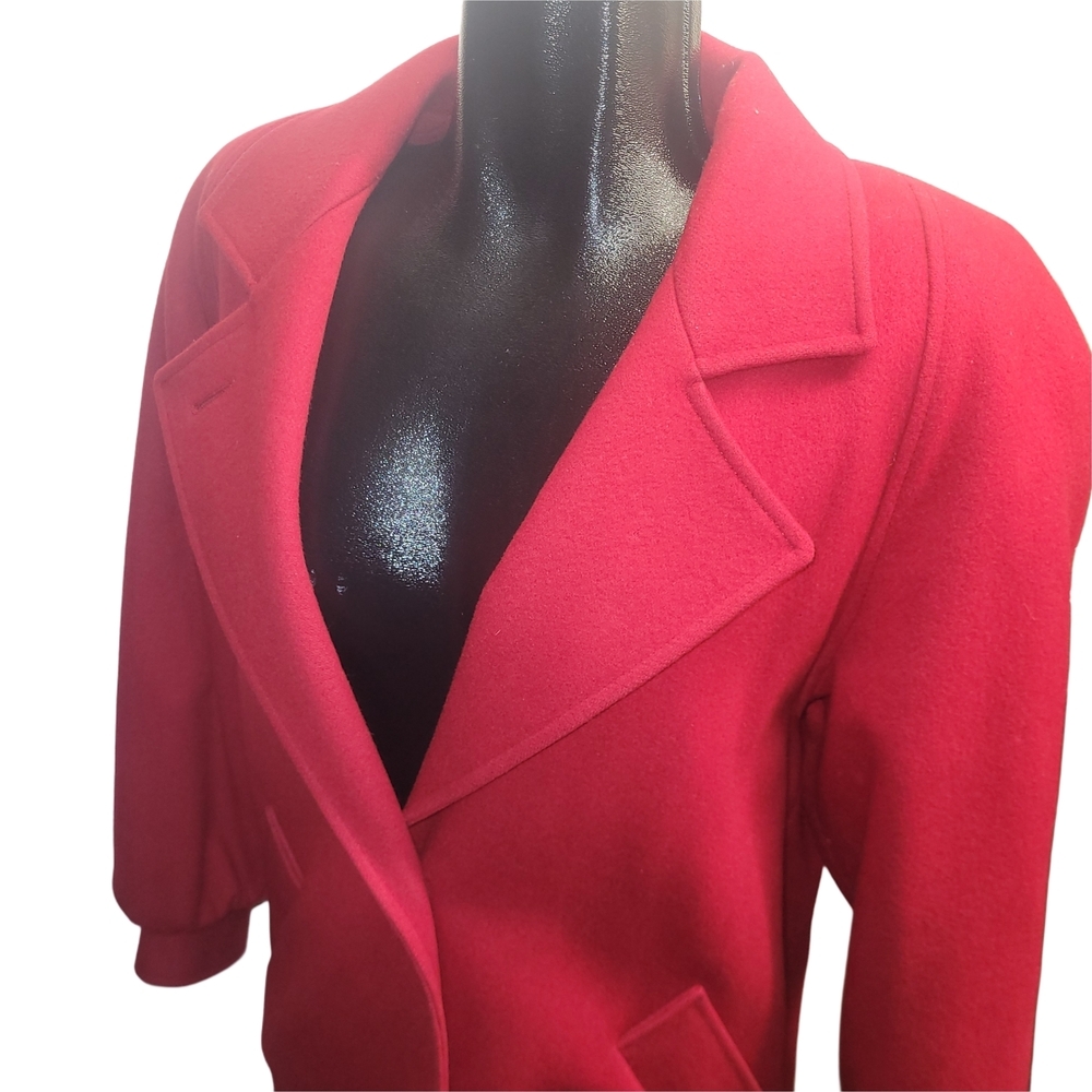 Marks and Spencer Vintage 90's Red 100% Virgin Wool Mid-length Coat Size 10 - Picture 5 of 9